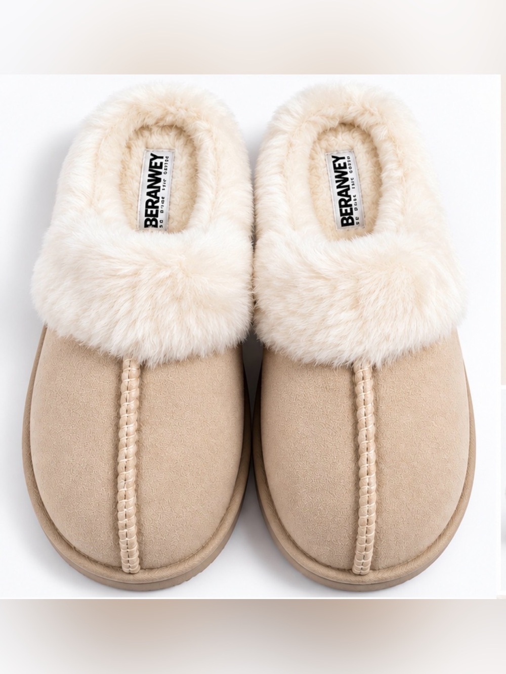 Beranney Plush Cuff Women's Slippers — Cream